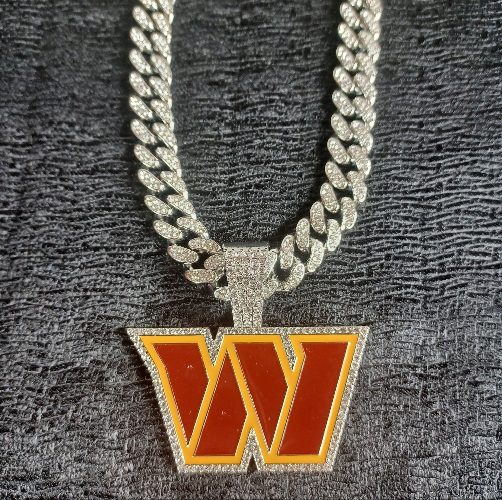 NFL Washington Commanders 20 Inch Necklace Pendant Chain Link Football Jewelry